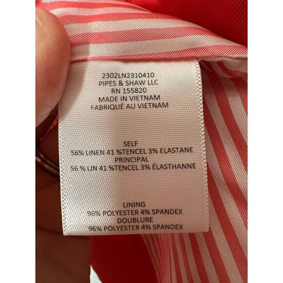 VERONICA BEARD Melon Red Linen Blend Sedgwick Dicky Jacket Blazer Size 2 - Picture 13 of 16